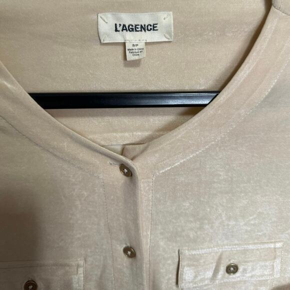 L'AGENCE Lucca Military Blouse In Light Champagne Size Small - Picture 8 of 11